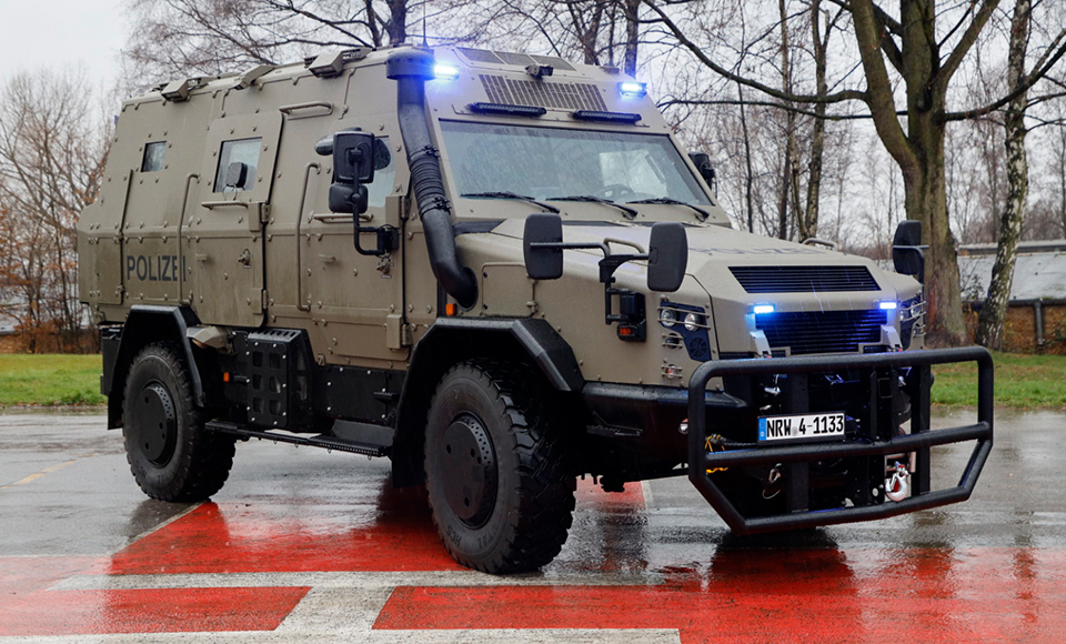 Front view of anti-terror vehicle 'Survivor R'