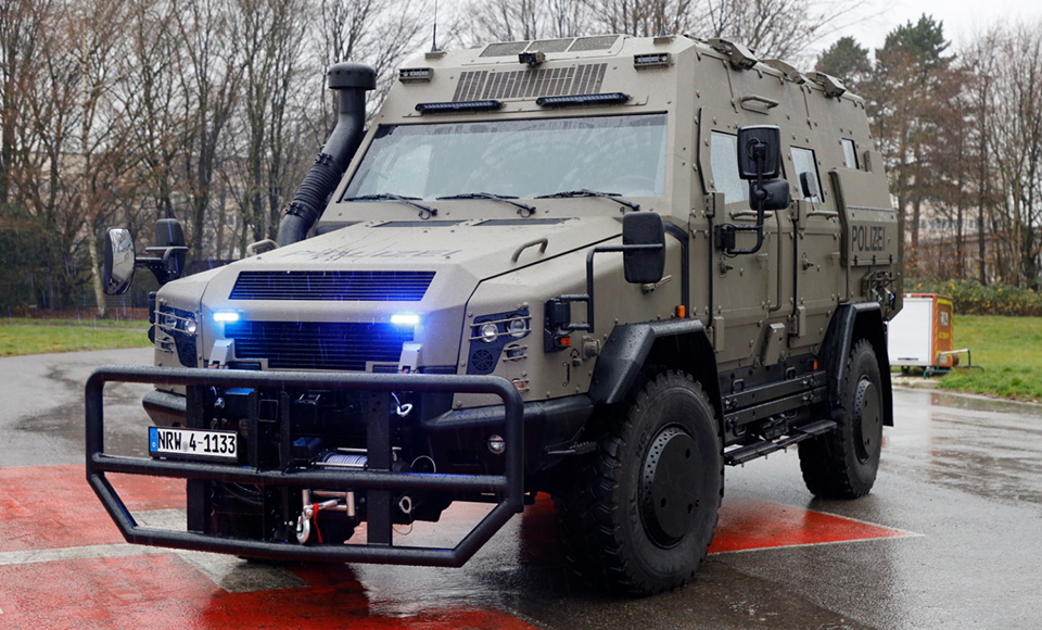 Front view of anti-terror vehicle 'Survivor R'