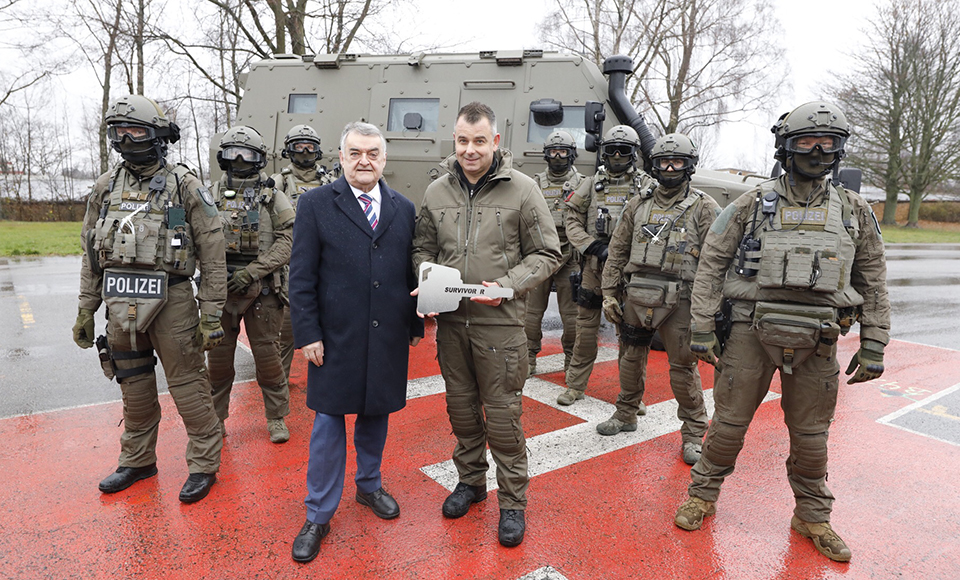 Handover of the keys to the 'Survivor R' anti-terror vehicle