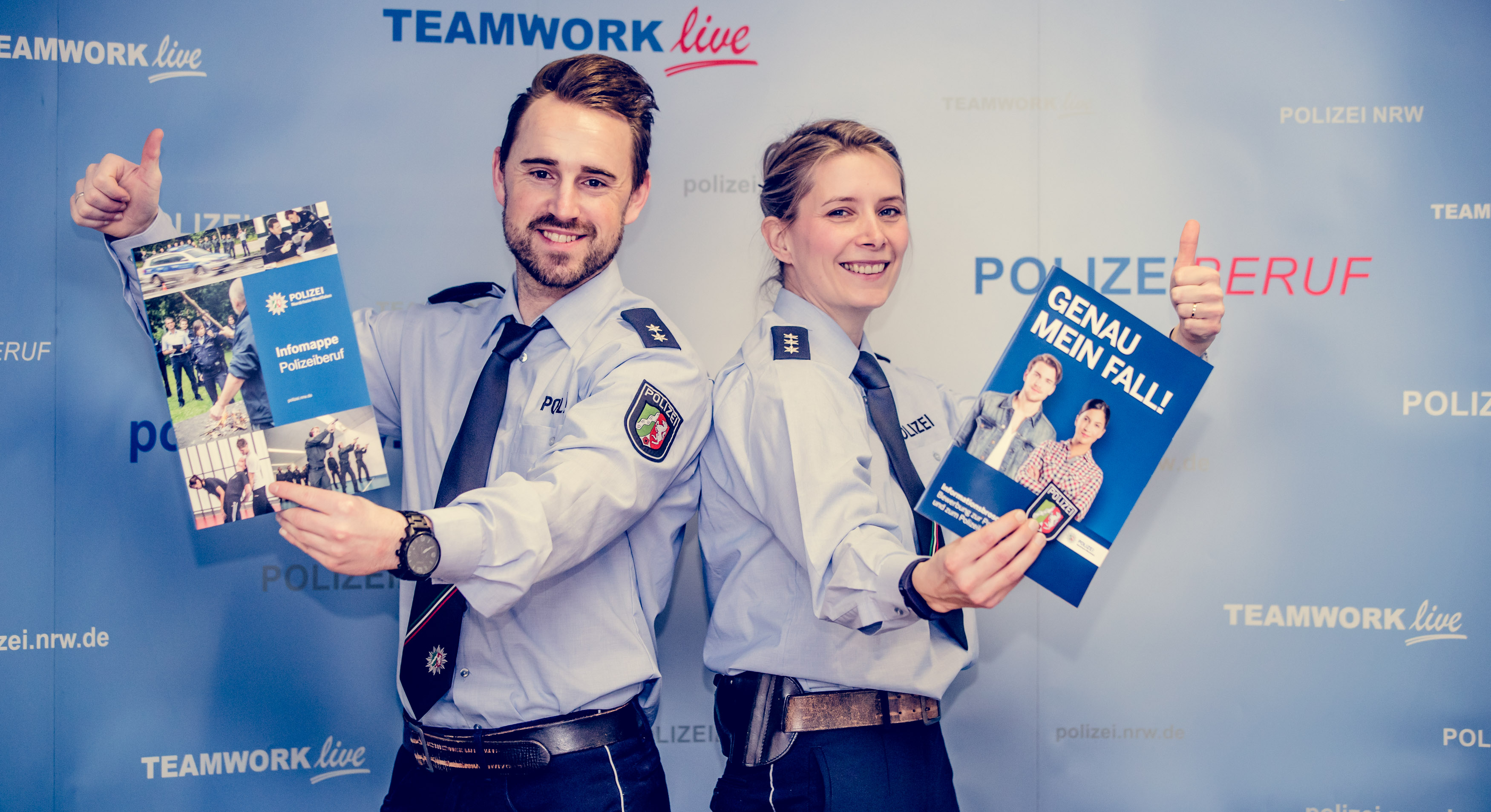 Personalwerber des Polizeipräsidiums Gelsenkirchen, Fabienne Kroos und Patrick Pliska. 