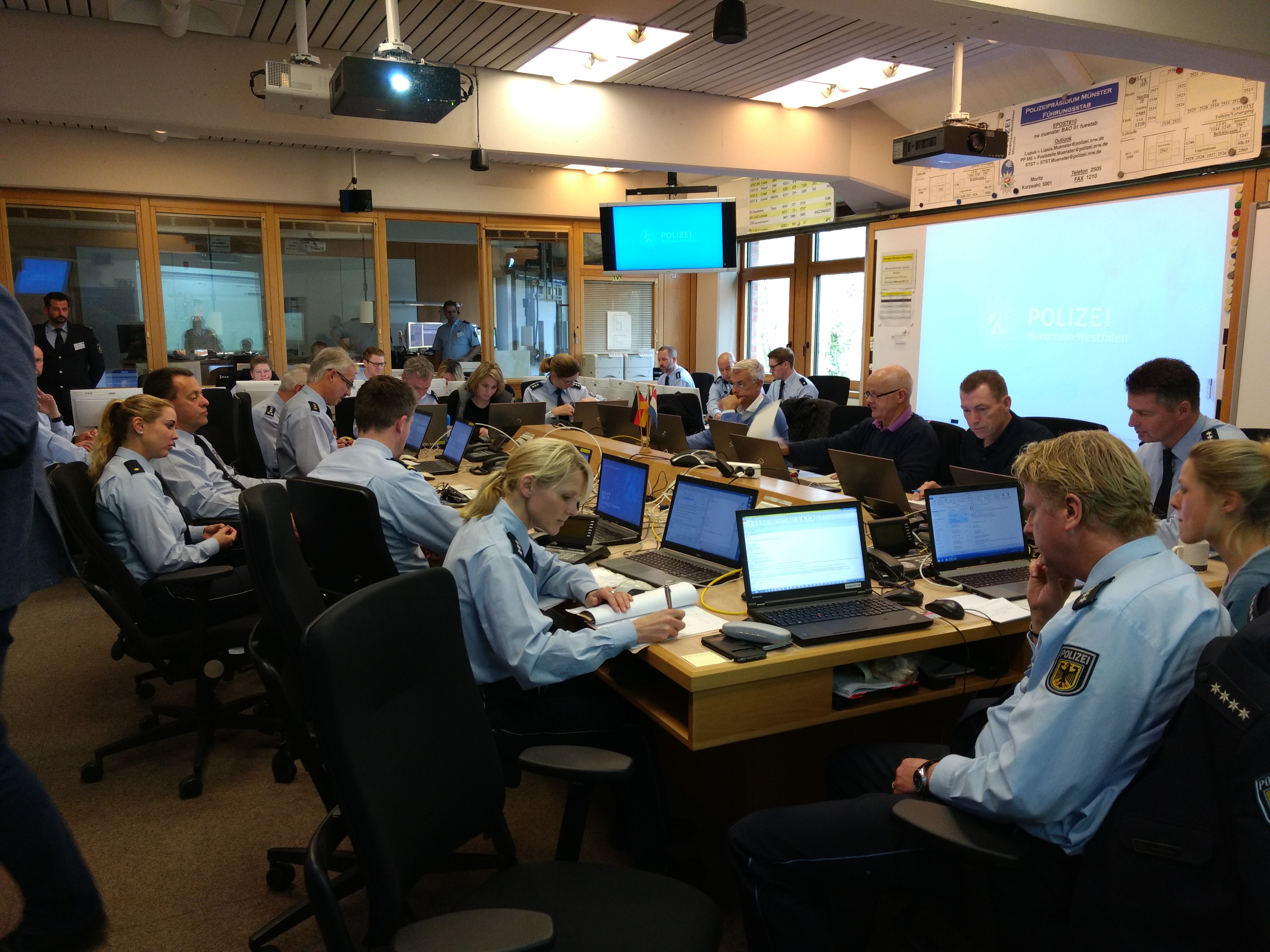 Joint exercise in November 2017: command staff at Münster police headquarters