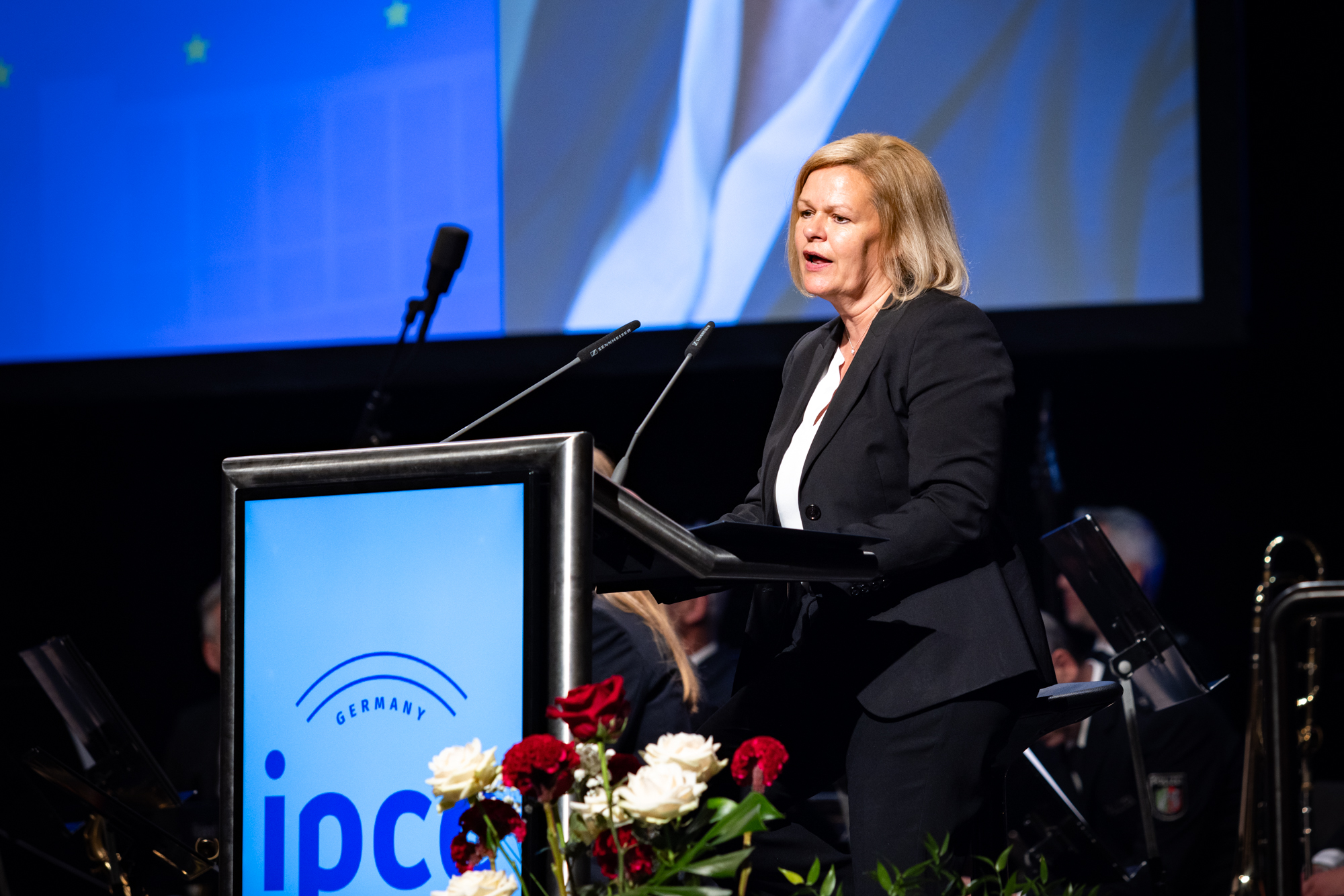 Federal Minister of the Interior Nancy Faeser at the lectern