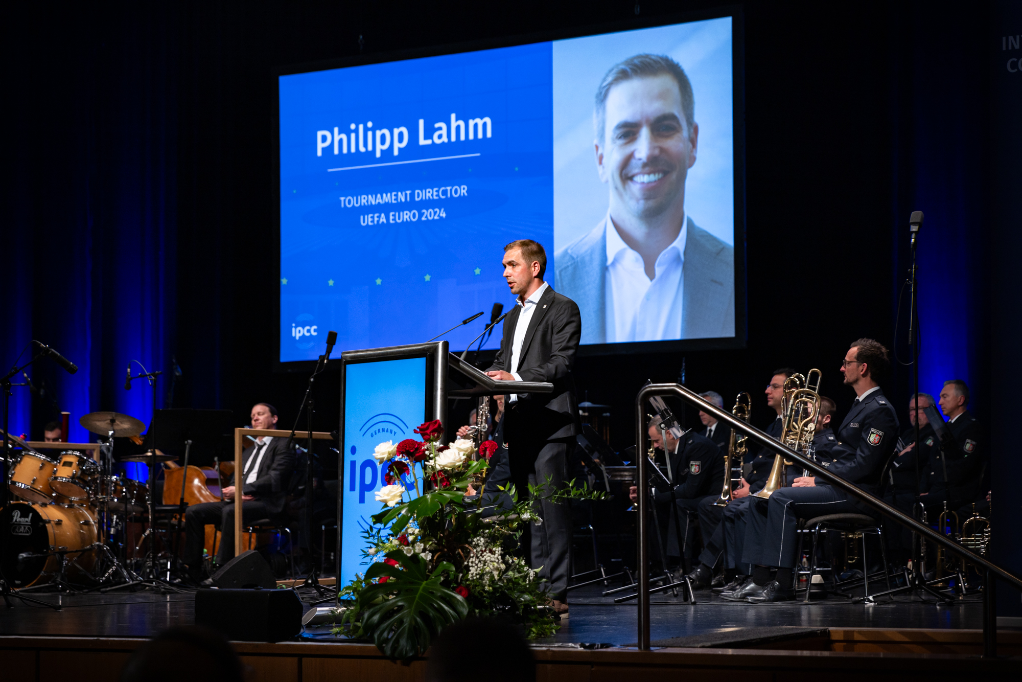 Philipp Lahm at the lectern