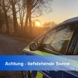 tiefstehende Sonne und Streifenwagen