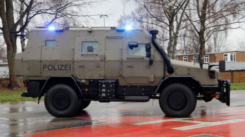 Side view of anti-terror vehicle 'Survivor R'