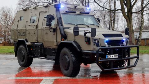 Front view of anti-terror vehicle 'Survivor R'