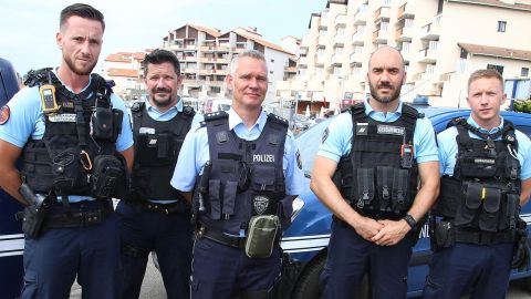 Am Yacht-Hafen von Capbreton mit Kollegen der Brigade de Capbreton und der EGM