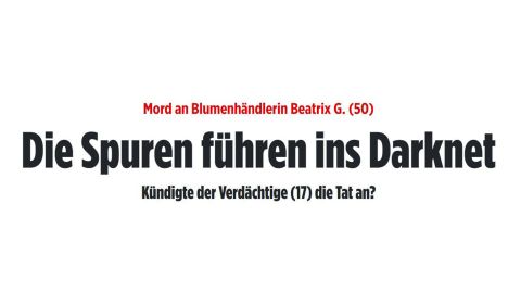 Ausschnitt Pressemeldung "Die Spuren führen ins Darknet"