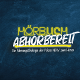 Logo, darin zu lesen Hörbuch Abhörbereit die Führungsstrategie der Polizei NRW zum Hören. Daneben ist ein Kreis zu sehen, in dem sich ein Kopfhörer befindet